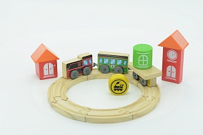 Трасса – Локомотив с дорогой из 6 деталей (Мир Деревянных Игрушек, Д406)